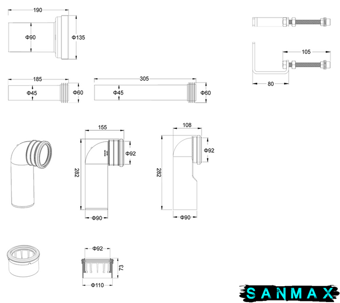 Інсталяційний комплект механіка Koer Set Унітаз Bevel-2101-T1 + Інсталяція KT-0404 панель Чорна (MP6669) MP6669 фото