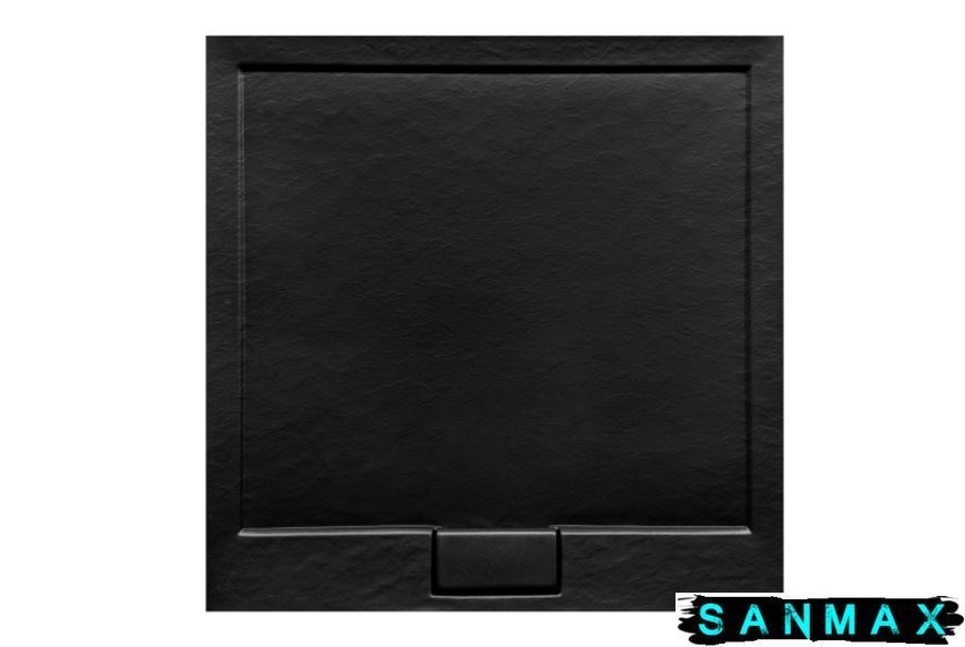 Піддон квадратний Besco Axim 90х90 Stone effect чорний + сифон BAX-90-KWCN фото