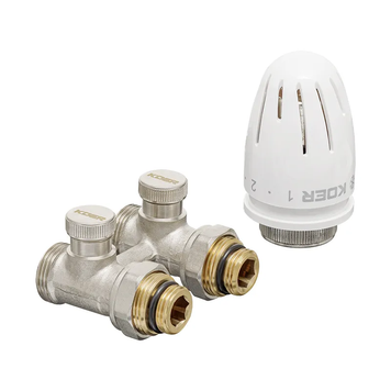 Комплект для нижнього підключення радіатора 1/2x3/4 ЗЗ прямий Koer Set-22 з термоголовкою (KR3174) KR3174 фото