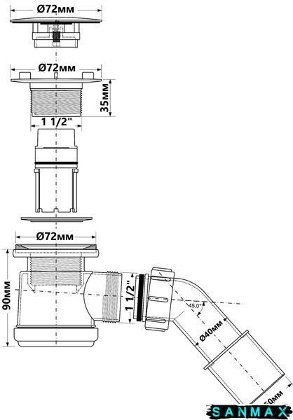 Сифон для піддону HC26-МWH (чистка зверху) білий HC26-MWH фото