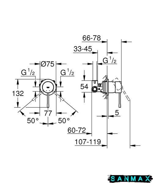 Одноважільний змішувач для душу прихованого монтажу Grohe Essence (29197000) 29197000 фото