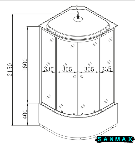 Бокс душовий без гідромасажу Mixxus Strong SB01-90x90x215-GR Satin з високим піддоном (MI6885) MI6885 фото