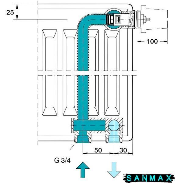 Клапан (вставка) під термоголовку М30x1,5 панельного радіатора (000022029) 000022029 фото