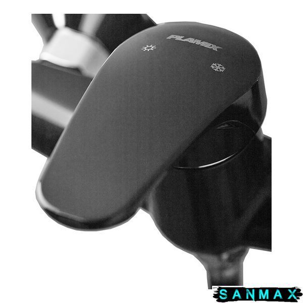 Змішувач для душу Plamix Afina-003 (зі шлангом, лійкою та кронштейном) Чорний (PM0646) PM0646 фото