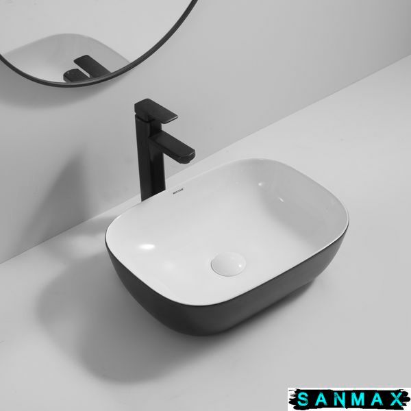 Раковина накладна Mixxus Premium Diverse-0112 Білий-Чорний 455х325х135mm (MP6542) MP6542 фото