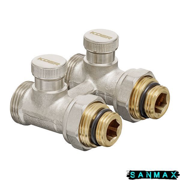 Комплект для нижнього підключення радіатора 1/2x3/4 ЗЗ прямий Koer Set-22 з термоголовкою (KR3174) KR3174 фото
