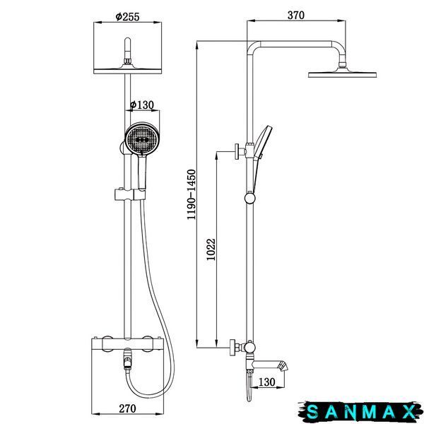 Душова система термостатична Koer KB-57029-01 3 функції Хром (KR5482) KR5482 фото