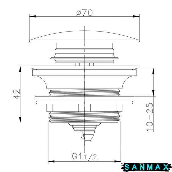 Донний клапан для ванни Zerix BV-08 1 1/2 Хром (ZX6025) ZX6025 фото