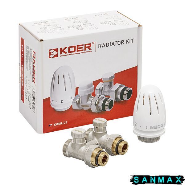 Комплект для нижнього підключення радіатора 1/2x3/4 ЗЗ прямий Koer Set-22 з термоголовкою (KR3174) KR3174 фото