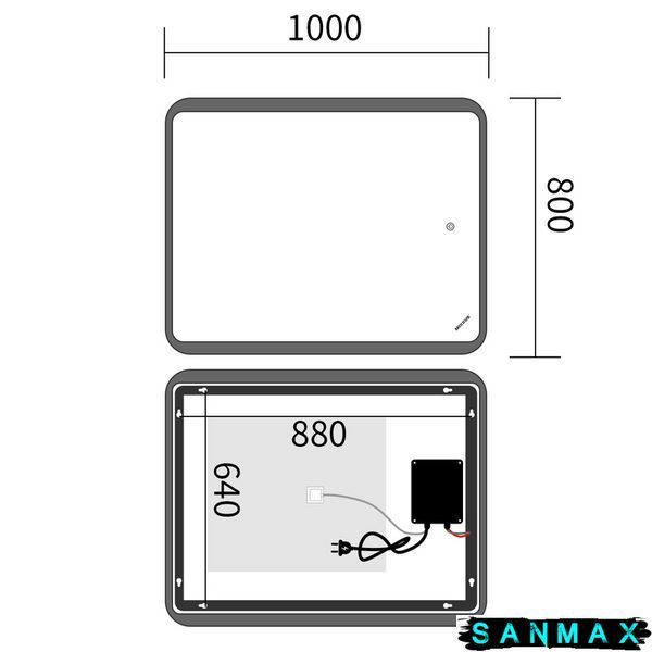 Дзеркало Mixxus Premium Olivary MR19-100x80-Reverse (Led Touch, Anti-fog, димер (3-6,5kK) (MP6629) MP6629 фото