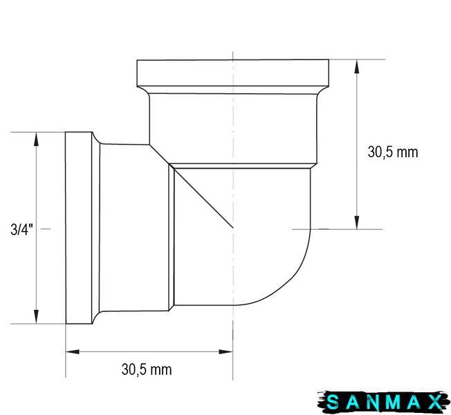 Кут латунний 3/4 внутрішня-внутрішня Koer KF.L08F.WN (KR3032) KR3032 фото