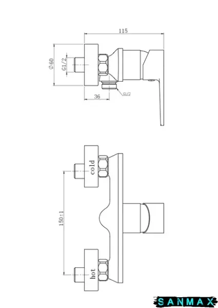 Змішувач для душа PERLA "Harry" PBZ6105 PBZ6105 фото
