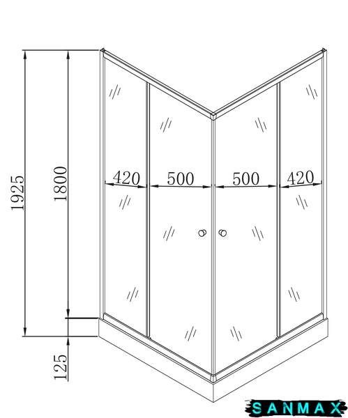 Душова кабіна з низьким піддоном Mixxus Cubic SCT01-100x100x195-FB Хром матове скло 4мм (MI6904) MI6904 фото