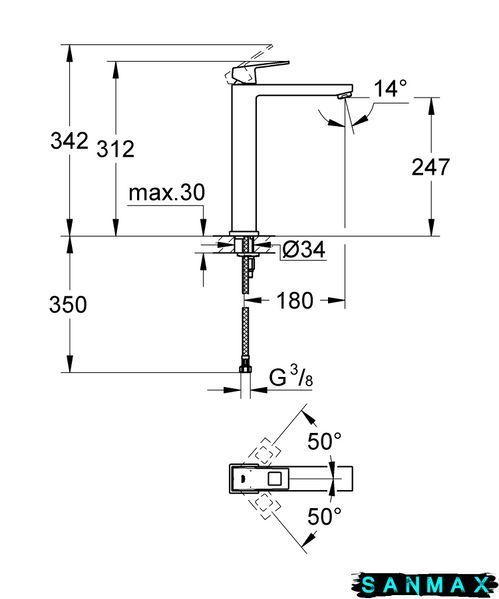 Змішувач на стільницю для умивальника XL-розміру Grohe Eurocube (23406000) 23406000 фото