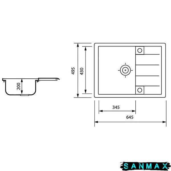 Мийка кухонна Zerix ZS-6550S-03 Чорна (ZX4540) ZX4540 фото