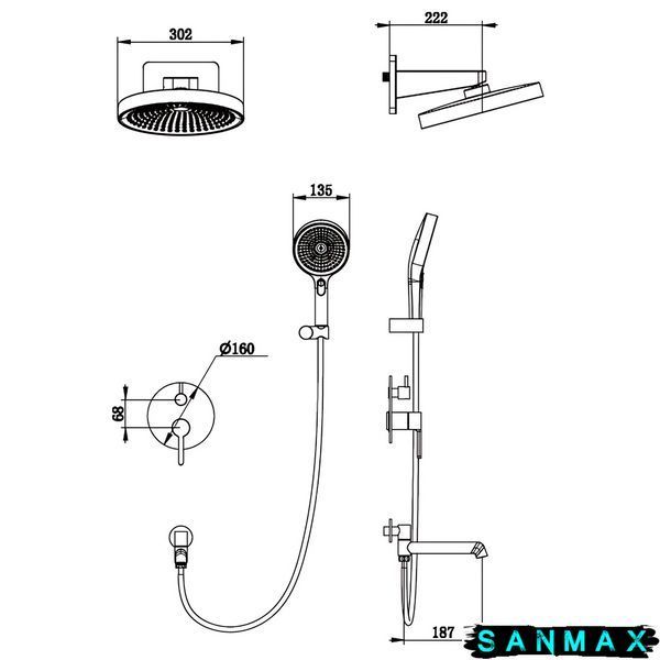 Вбудована душова система Koer KB-66029-01 3 функції Хром (KR5483) KR5483 фото