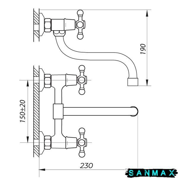 Змішувач для кухні зі стіни Zerix Jik12 102-A (ZX2646) ZX2646 фото