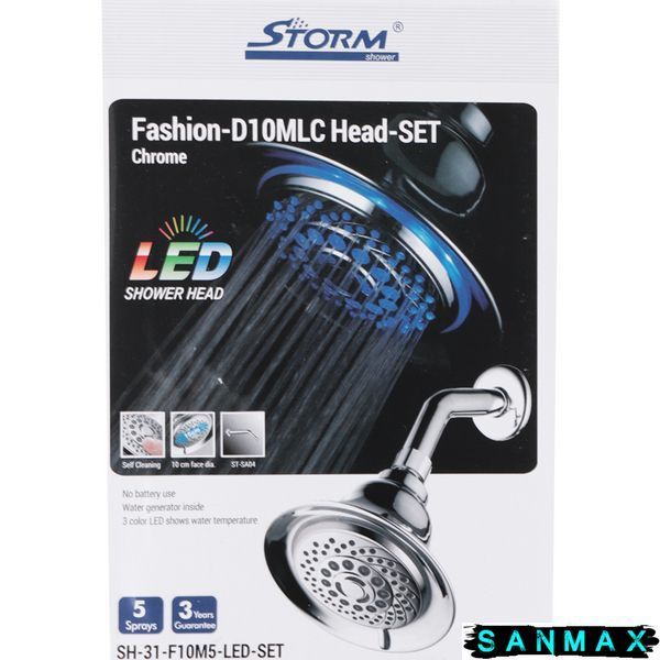 Лійка стельова для душу Storm Sh-31-F10M5-Led-Set Підсвітка Хром (ST0019) ST0019 фото