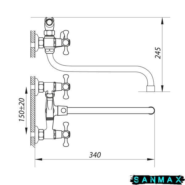 Змішувач для ванни Zerix Dmx 605 Хром Механіка (ZX2958) ZX2958 фото