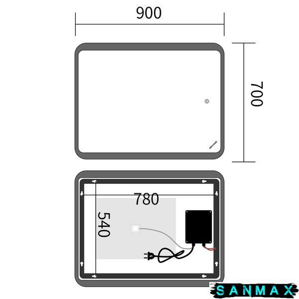 Дзеркало Mixxus Premium Olivary MR19-90x70-Reserve (Led Touch, Anti-fog, димер (3-6,5kK) (MP6630) MP6630 фото
