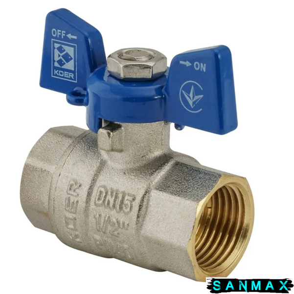 Кран кульовий 1/2 БГГ Вода Koer KR.217.B Синій метелик (KR2719) KR2719 фото