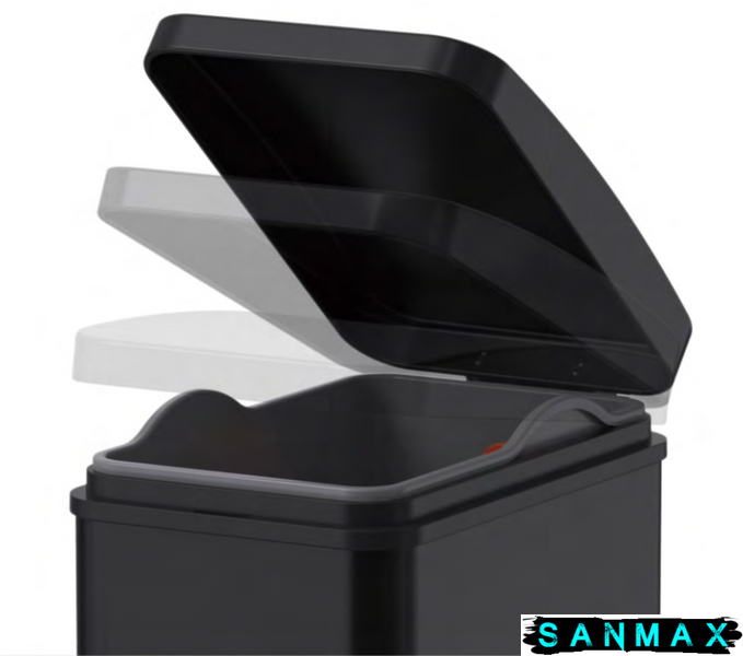 Відро для сміття з плавним закриттям прямокутне Koer TC-010108-05 8 л колір чорний (KR5593) KR5593 фото