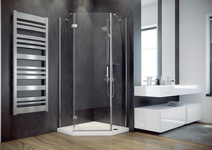 Кабіна п&rsquo;ятикутна Besco Viva 90x90x195 права, скло прозоре, профіль хромований V5P-90-195-C фото