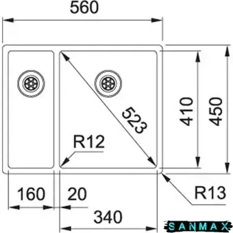 Кухонна інтегрована мийка Franke Box 56х45 BXX 260/160-34-16 (127.0369.916) 127.0369.916 фото