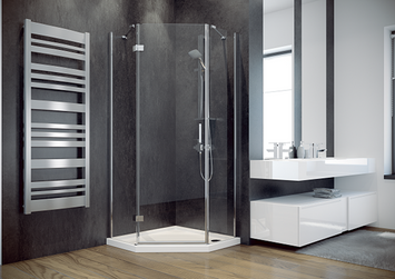 Кабіна п&rsquo;ятикутна Besco Viva 90x90x195 права, скло прозоре, профіль хромований V5P-90-195-C фото