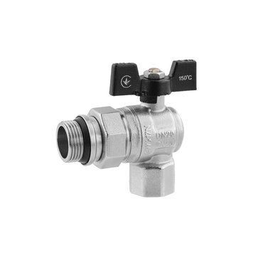 Кран-американка кульовий кутовий Kroner 3/4" ВЗ PN40 метелик, нікельований CV033224 фото