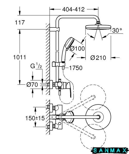 Душова система зі змішувачем для душа Grohe New Tempesta Cosmop. System (26224001) 26224001 фото