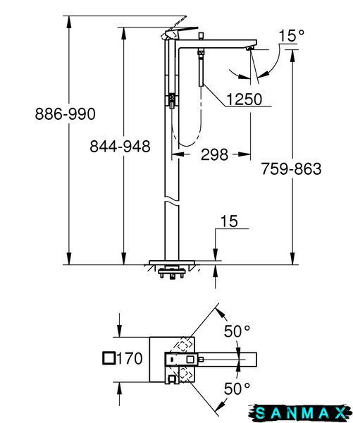 Підлоговий змішувач для ванни Grohe Eurocube (23672001) 23672001 фото