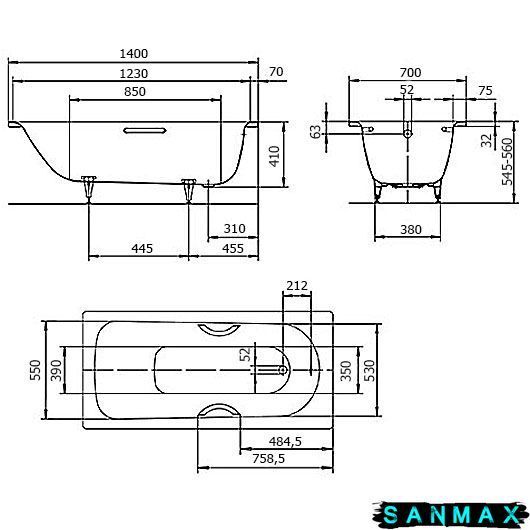 Ванна металева Kaldewei Saniform Plus 140х70 mod 360-1 111500010001 фото