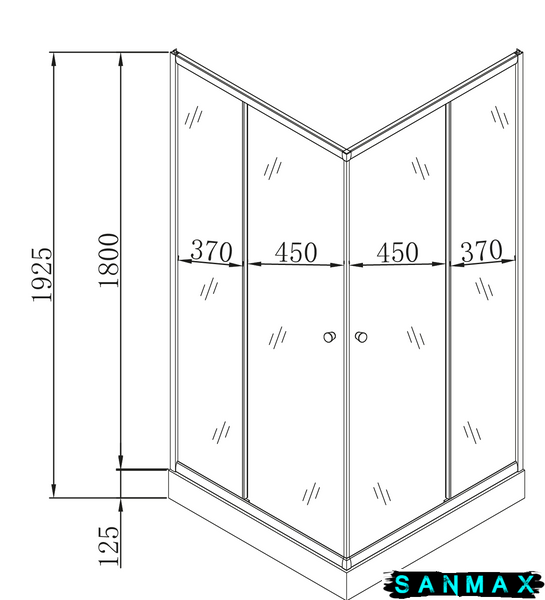 Душова кабіна з низьким піддоном Mixxus Cubic SCT01-90x90x195-TR Графіт прозоре скло 4мм (MI6905) MI6905 фото
