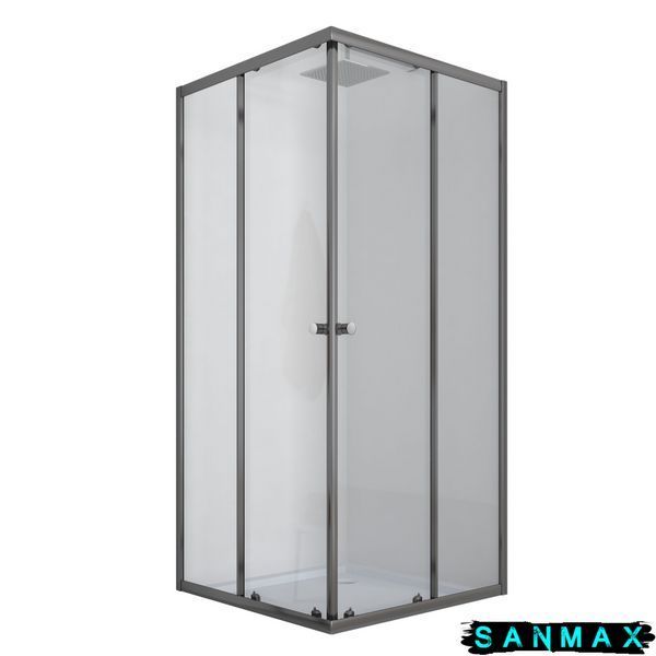 Душова кабіна з низьким піддоном Mixxus Cubic SCT01-90x90x195-TR Графіт прозоре скло 4мм (MI6905) MI6905 фото