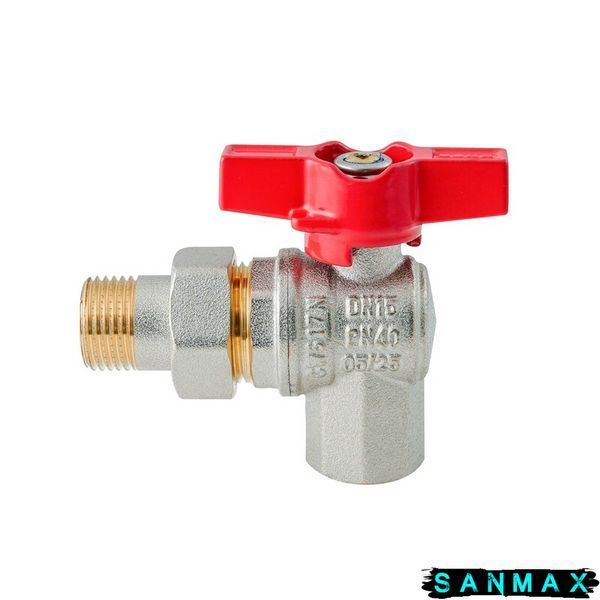 Кран з американкою кутовий Koer Extreme KE.228-15 - 1/2" ручка "метелик" червона (KR5763) KR5763 фото