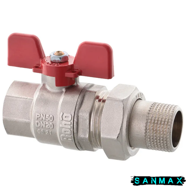 Кран з американкою Roho 1" ВЗ прямий, червоний метелик R105-100 (RO0088) (8/32) RO0088 фото