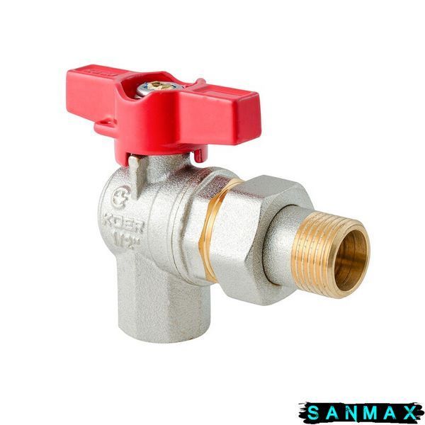 Кран з американкою кутовий Koer Extreme KE.228-15 - 1/2" ручка "метелик" червона (KR5763) KR5763 фото