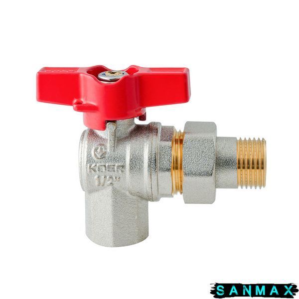 Кран з американкою кутовий Koer Extreme KE.228-15 - 1/2" ручка "метелик" червона (KR5763) KR5763 фото