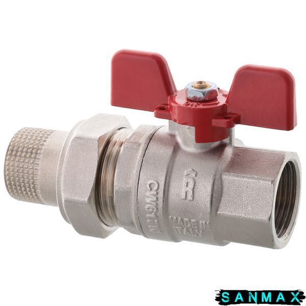 Кран з американкою Roho 1" ВЗ прямий, червоний метелик R105-100 (RO0088) (8/32) RO0088 фото