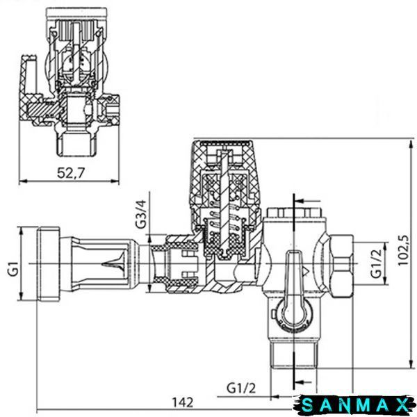 Група безпеки бойлера Koer 1/2" KR.106 - 7бар (без сифону) (KR2914) KR2914 фото