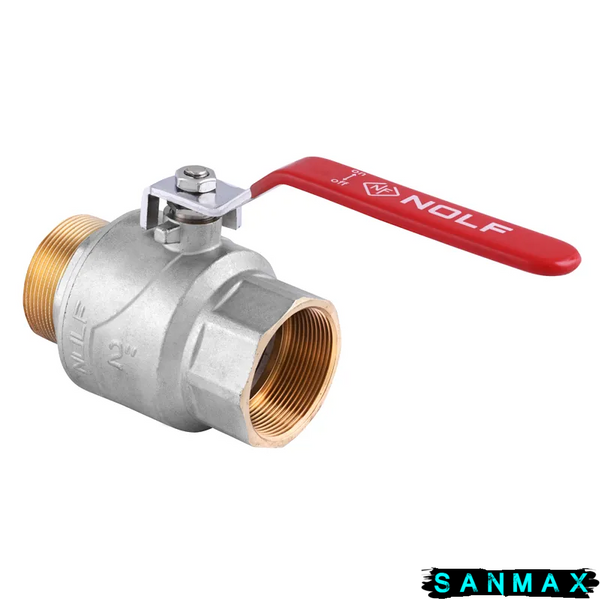 Кран кульовий 2 РГШ Вода Nolf NF.621 Червона ручка (NF2935) NF2935 фото
