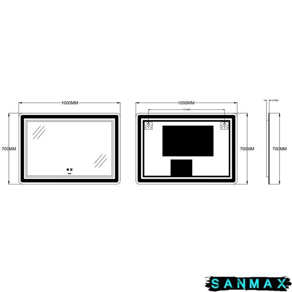 Дзеркало Zerix Mirra MR05-100x70 з LED Touch, Anti-fog, димером, регулятором яскравості (ZX6060) ZX6060 фото