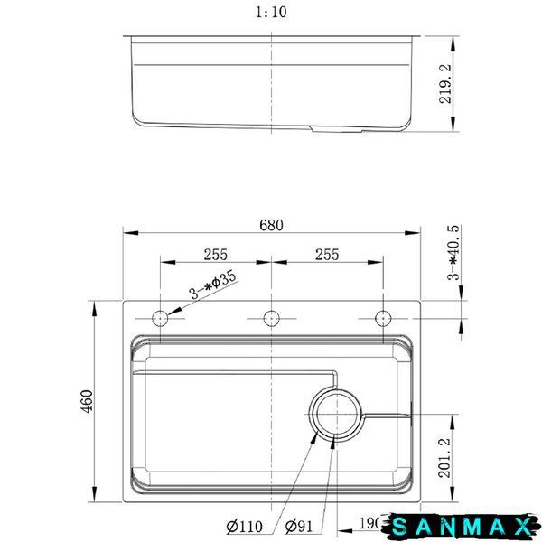Мийка з нержавіючої сталі Mixxus MS6846-Set-01 Micro Decor Graphite (3.0/0.8) комплект (графіт) (MI8388) MI8388 фото