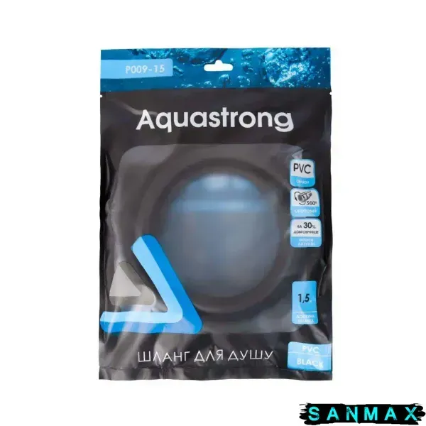 Шланг для душу Aquastrong Pvc Чорний 150 см пакет (P009-15) P009-15 фото
