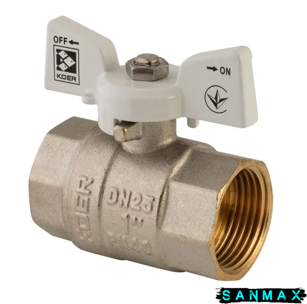 Кран кульовий 1 БГГ Вода Koer KR.217.W Білий метелик (KR0180) KR0180 фото