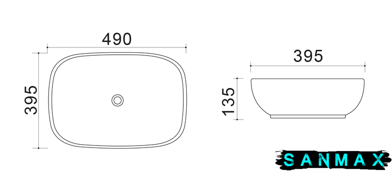 Умивальник накладний керамічний Mixxus Premium Diverse-0115 Gray 490x395x135mm Сірий (MP6650) MP6650 фото