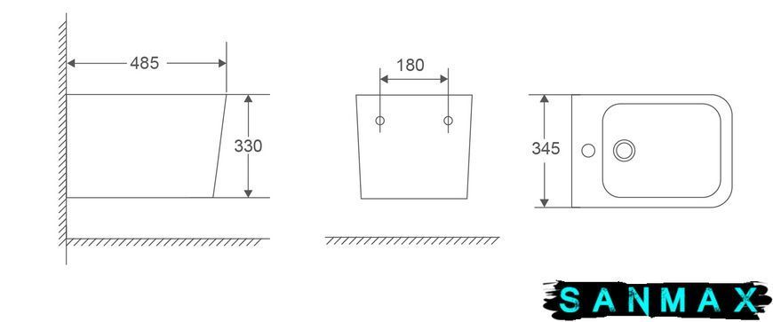 Біде підвісне Mlxxus Premium Quadro-0501 485x345x325mm (MP6459) MP6459 фото