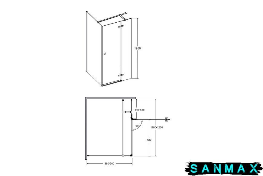 Кабіна прямокутна Besco Pixa 120x80x195 права, скло прозоре, профіль хром PPP-128-195C фото
